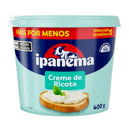 Creme De Ricota Ipanema Pote 400g | Caixa com 12 unidades