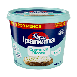 Creme De Ricota Light Ipanema Pote 400g | Caixa com 12 unidades