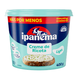 Creme De Ricota Light Ipanema Pote 400g | Caixa com 12 unidades