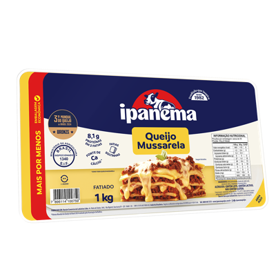 Mussarela Ipanema Fatiado 1kg | Caixa com 09 unidades