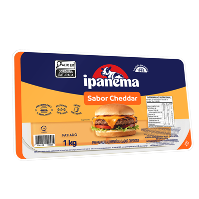 Queijo Cheddar Ipanema Fatiado 1kg | Caixa com 09 unidades