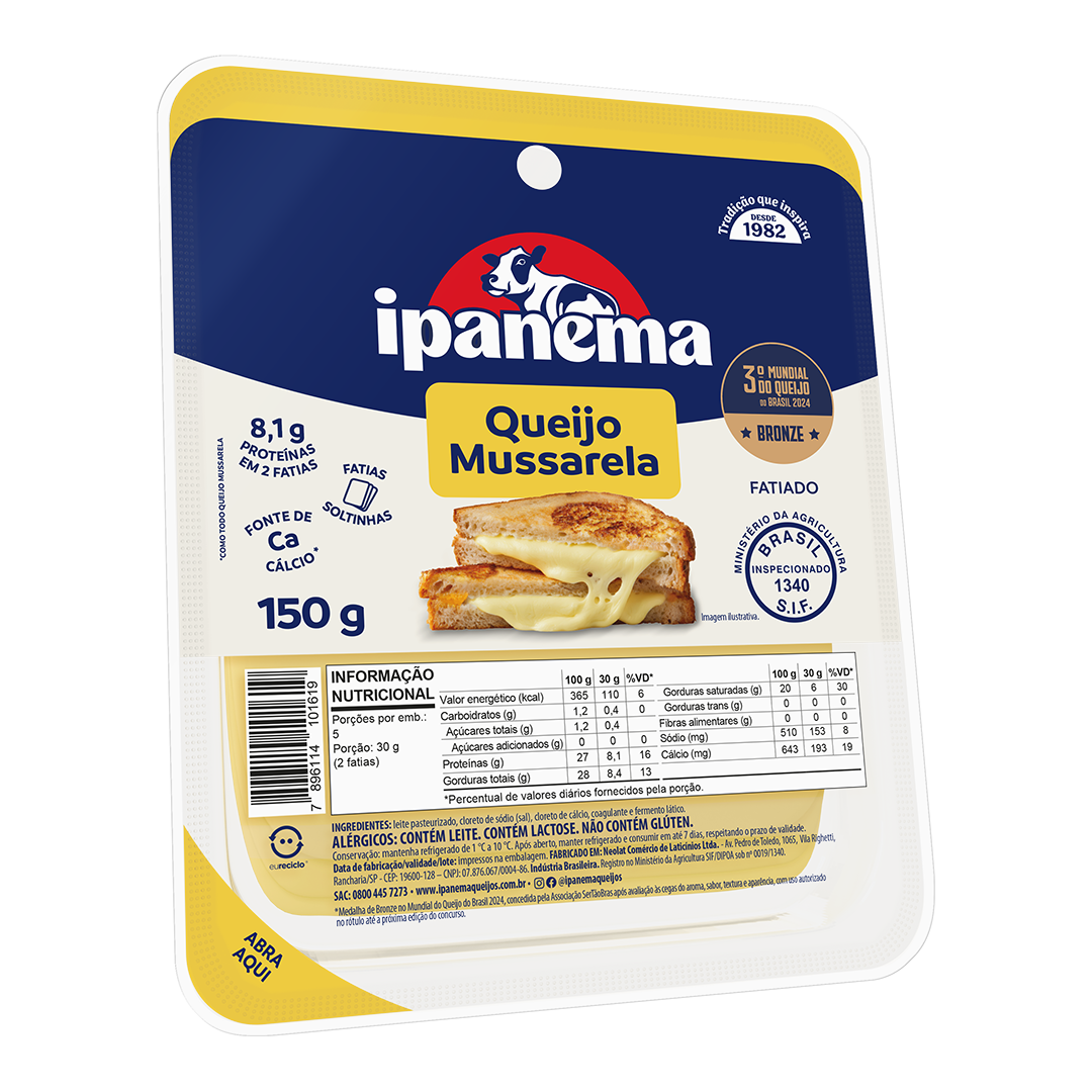 Mussarela Ipanema Fatiado 150g | Caixa com 21 unidades