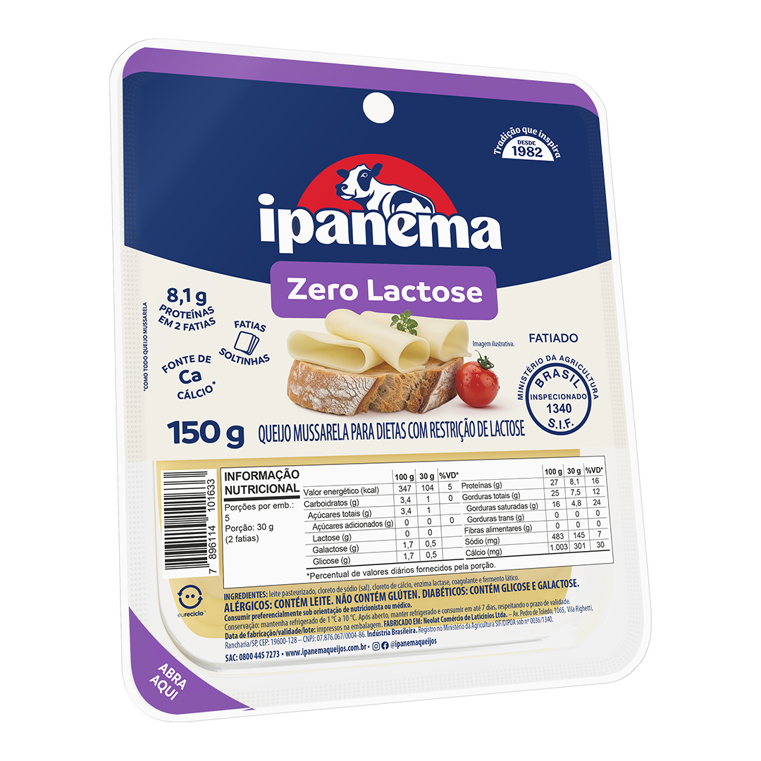 Mussarela Zero Lac Ipanema Fatiado 150g | Caixa com 15 unidades