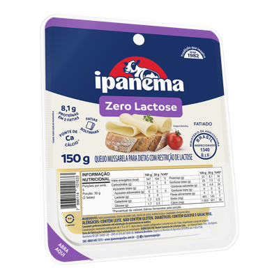 Mussarela Zero Lac Ipanema Fatiado 150g | Caixa com 15 unidades