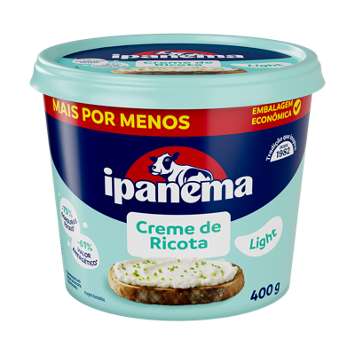Creme De Ricota Light Ipanema Pote 400g | Caixa com 12 unidades