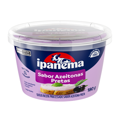 Ricota Sabor Azeitona Preta Ipanema Pote 180g | Caixa com 18 unidades
