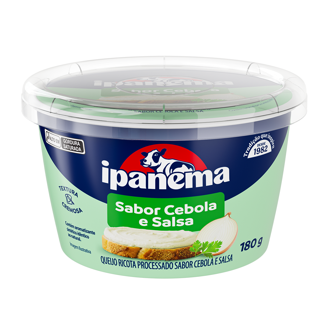 Ricota Sabor Cebola e Salsa Ipanema Pote 180g | Caixa com 18 unidades