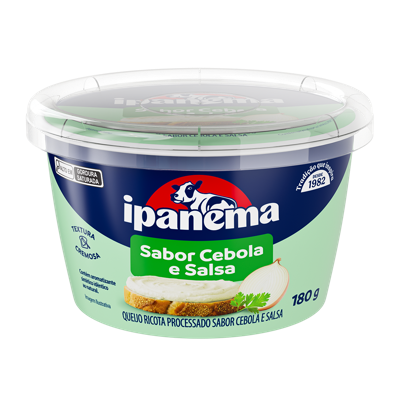 Ricota Sabor Cebola e Salsa Ipanema Pote 180g | Caixa com 18 unidades