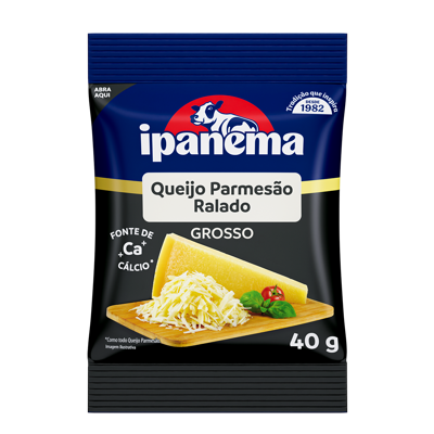 Queijo Parmesao Ralado Grosso Preto Ipanema 40g | Caixa com 25 unidades