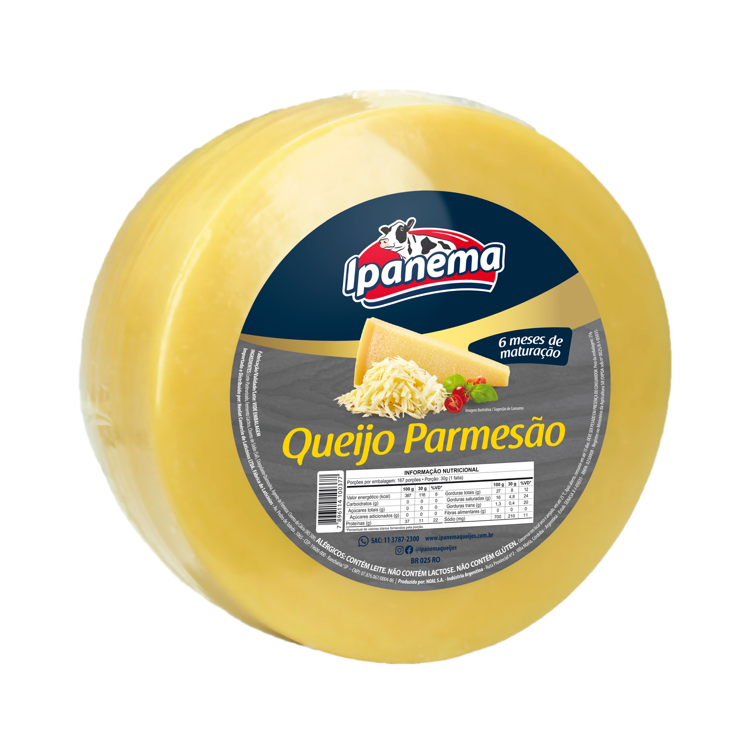 Parmesao Ipanema Meia Peça 3kg | Caixa com 04 unidades