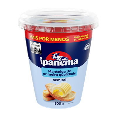 Manteiga S/ Sal Ipanema Pote 500g | Caixa com 12 unidades