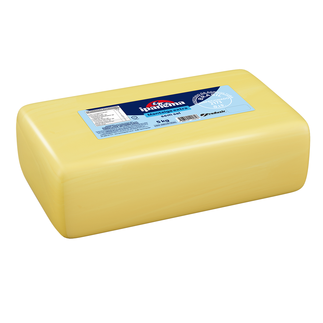 Manteiga Extra S/Sal Ipanema Bloco 5kg | Caixa com 01 unidades