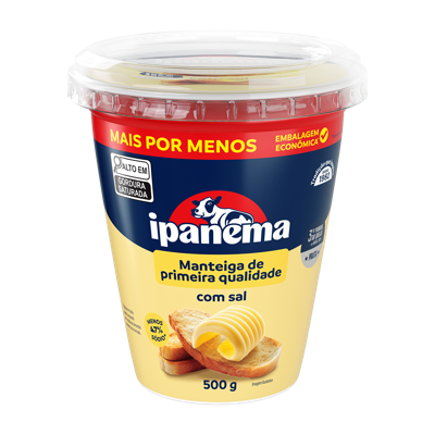Manteiga C/ Sal Ipanema Pote 500g | Caixa com 12 unidades